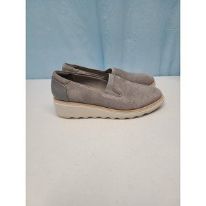 Clarks Sharon Gracie womens suede slip on loafers gray size 7 M 13288